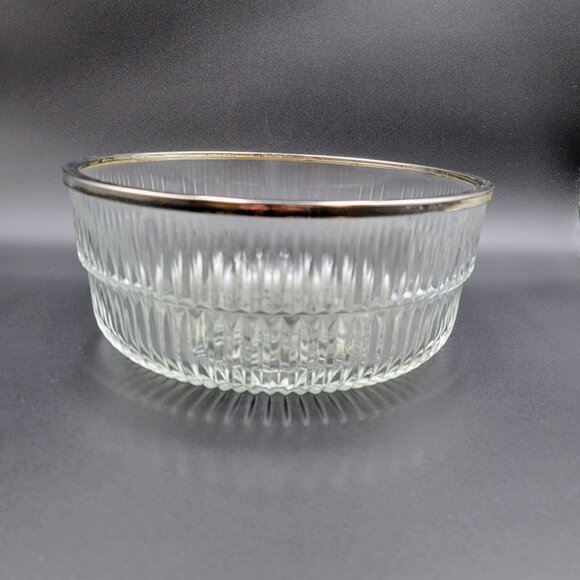 Vintage Crystal Heavy Cut Glass Bowl Rimmed With Silver Made In England Read - Picture 2 of 8